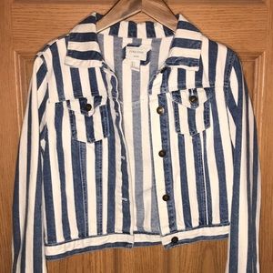 Blue + White Striped Denim Jacket